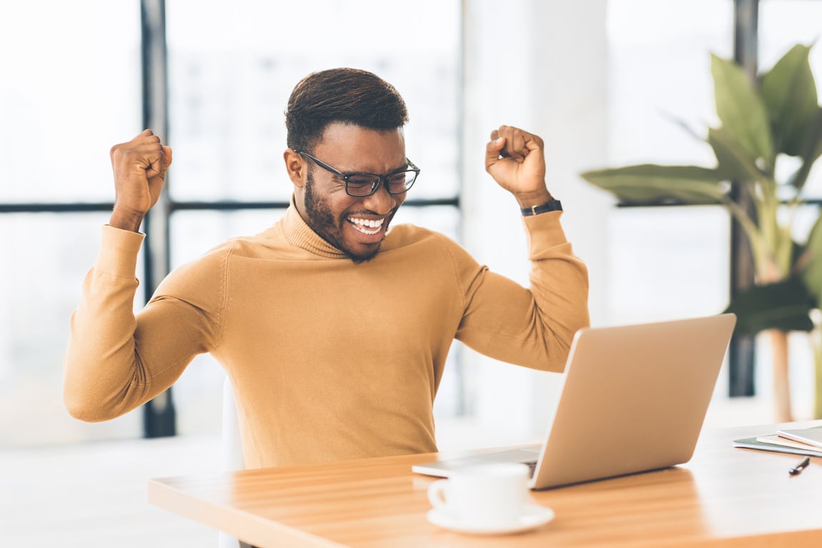 Overjoyed Businessman Celebrating His Win